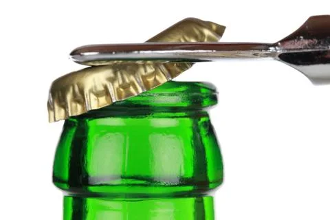Opening a beer bottle Stock Photos