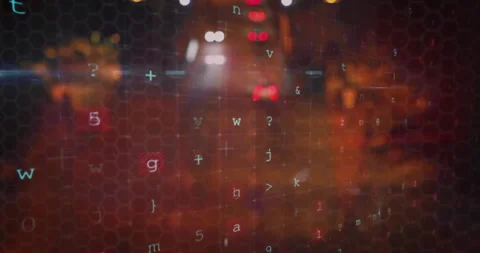Opening behind moving vehicle, hex grid code streaming and security alerts Stock Footage 313617910