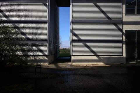 Opening between two buildings Stock Photos