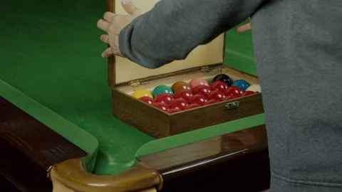 Opening Billard Snooker Ball Box Stock Footage 147875178