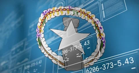 Opening blue grid showing sliding data panels and graphs across star on pillar Stock Footage 326189527