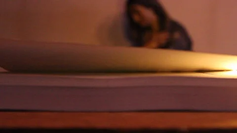 Opening a book close up Video stock 112300268