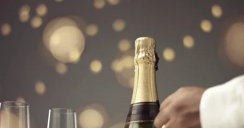Opening a bottle of champagne Stock Footage 81917019