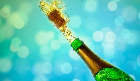 Opening a bottle of champange. Stock Photos