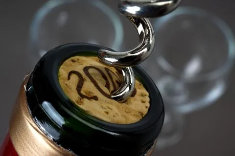 Opening a bottle Foto stock