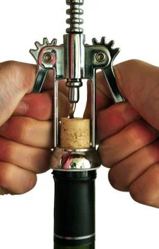 Opening a bottle of wine Stock Photos