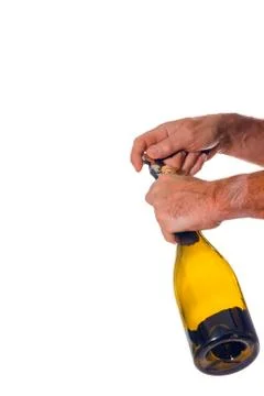 Opening bottle of wine Stock Photos