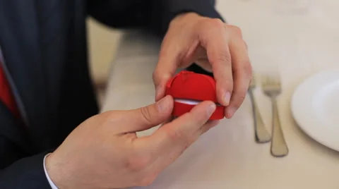 Opening box with the engagement ring closeup Stock Footage 63862725