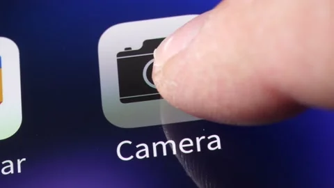 Opening Camera App on Mobile Phone Closeup Stock Footage 144939261