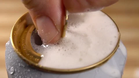 Opening Can Of Beer - Close Up Stock Footage 149111759