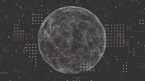 Opening canvas starting rotating network sphere, pattern fading and red nodes Stock Footage 327004539