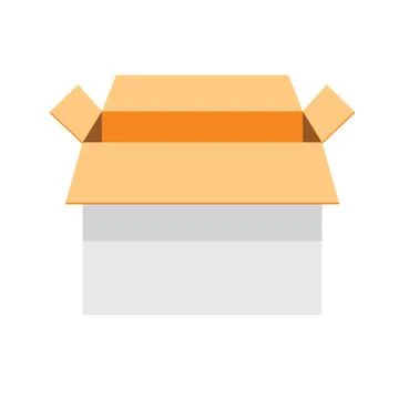 Opening cardboard box with front view. Empty place for your text or design Stock Illustration