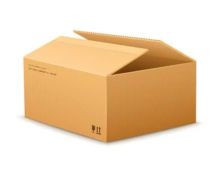 Opening cardboard delivery packaging box Stock Illustration