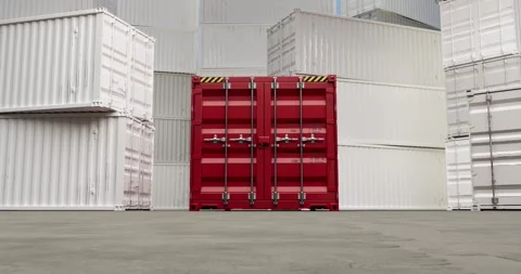 Opening a cargo container with boxes Vídeo Stock 328394496