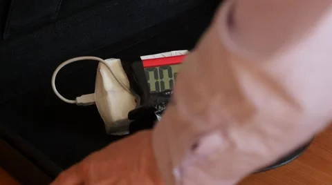 Opening the case with countdown timer linked with homemade bomb Stock Footage 49591986