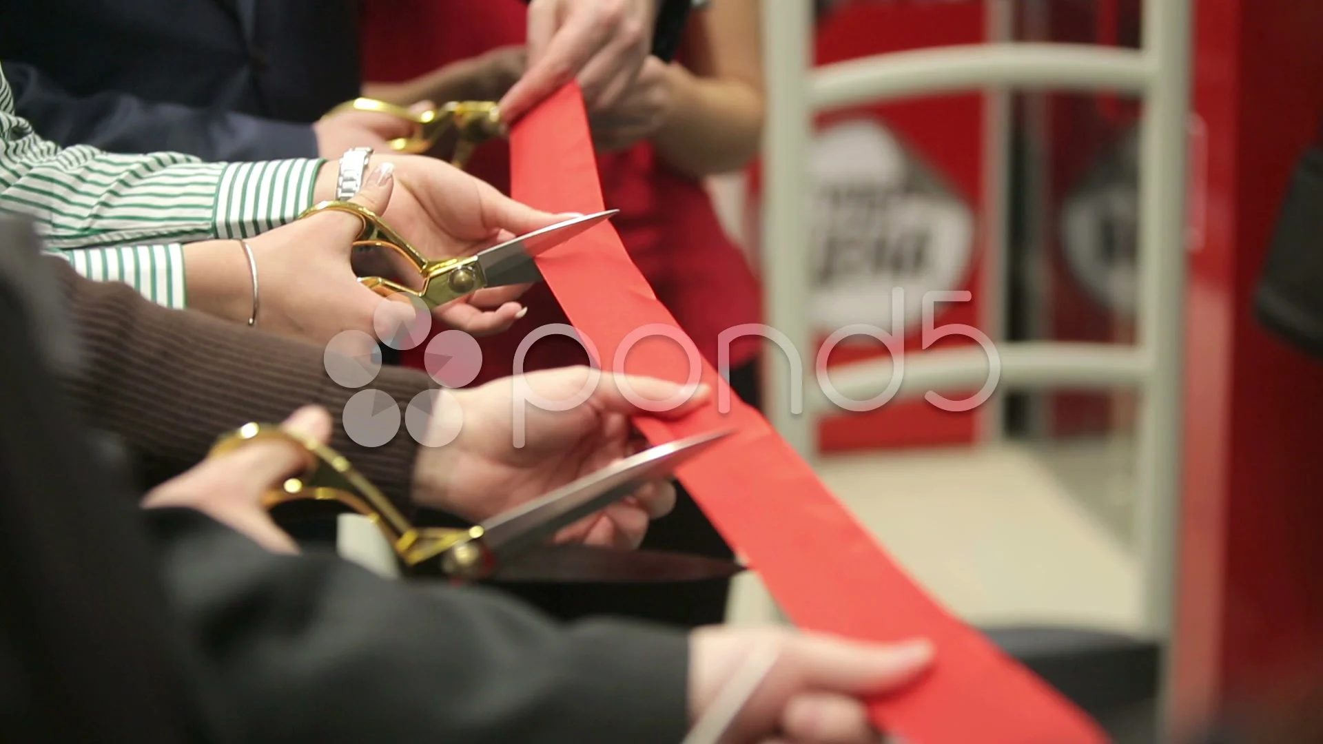 Scissors Cut Red Ribbon Grand Opening Ceremony Ceremonial