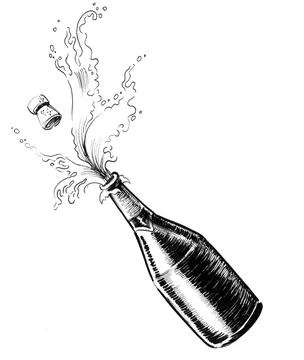 Opening Champagne bottle Stock Illustration