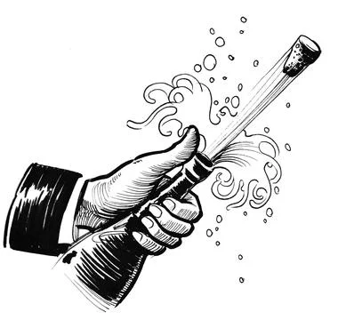 Opening a Champagne bottle Illustrazione stock