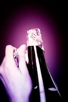 Opening champagne bottle Stock Photos