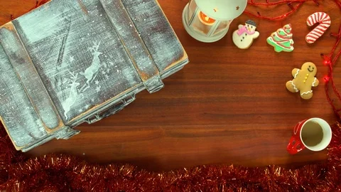 Opening Christmas gift, top view Stock Footage 70230446