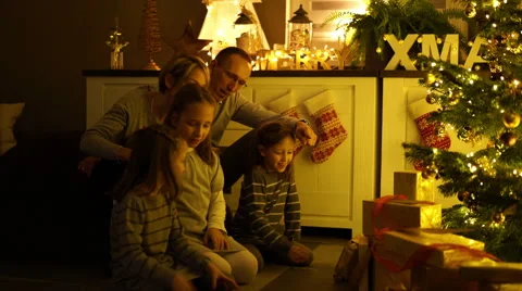 Opening christmas presents Stock Footage 58646785