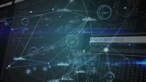 Opening code backdrop initiating network pulsing, reshaping while visualizing Stock Footage 311141400