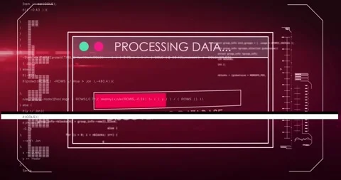 Opening code HUD overlays on dark red backdrop while UI fading and bar advancing Stock Footage 317229358