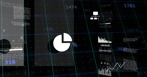 Opening coded grid launching interface animating cloud laptop chart icons Stock Footage 310437713