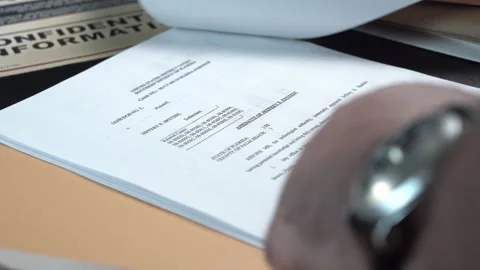 Opening Confidential Folder With Jeffrey Epstein Files, Copy of Trial Documents Stock Footage 324836152