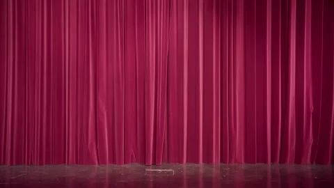 Opening Curtains on an Empty Theater Stage Stock Footage 301638588