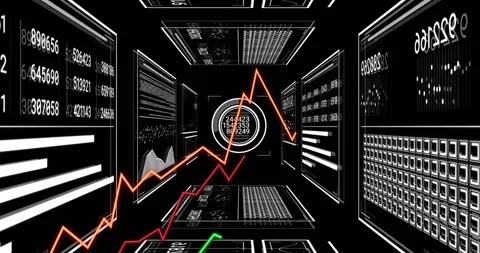 Opening dark corridor activating node, tricolor lines emerging, converging to Stock Footage 319572526