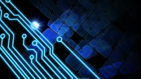 Opening darkness bars rising lines drawing electronic pattern spark traveling Stock Footage 311883330