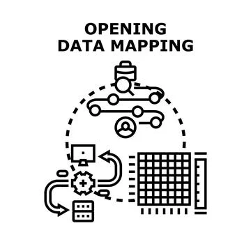 Opening data mapping processing and analysis concept 库存插图