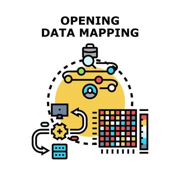 Opening data mapping processing and analysis concept Stock Illustration