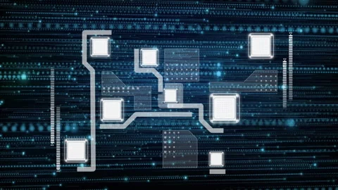Opening via data streams, network diagram emerging, nodes pulsing and lines Stock Footage 311141232