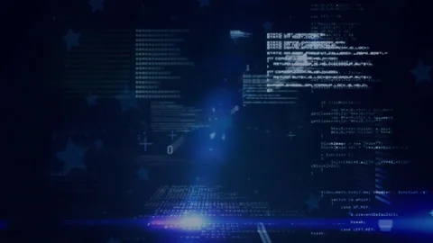 Opening digital scene, glowing orb pulling code panels inward and rotating Stock Footage 311663212