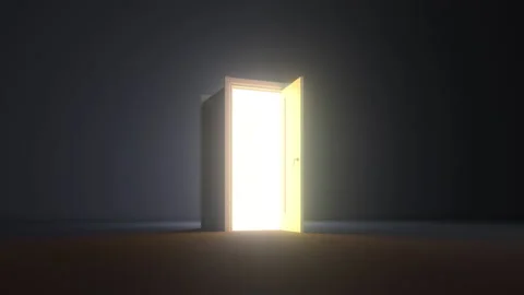 Doors Opening In A Dark Room - Stock Motion Graphics