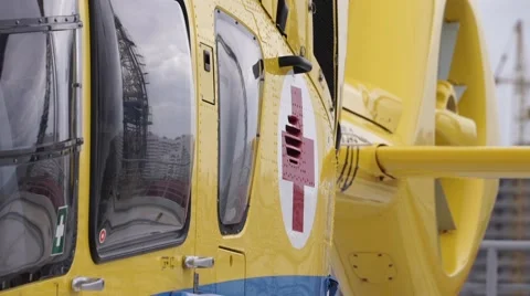 Opening door of emergency helicopter Stock Footage 65881663