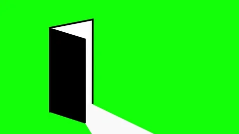 Opening door inside the room. Simple cartoon style. Stock Footage 288022373