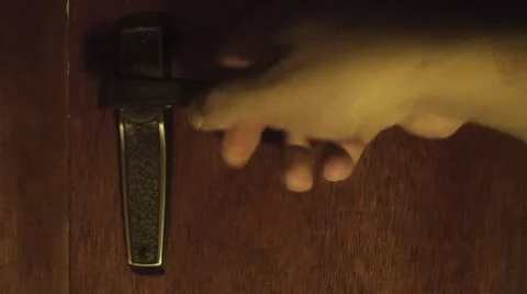 Opening the Door at Night Stock Footage 20456074