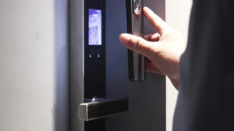 Opening the door with smart phone Stock Footage 165455084