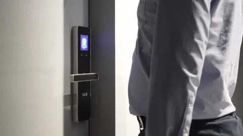 Opening the door with smart phone Stock Footage 165455124
