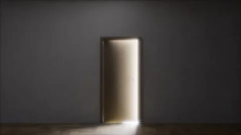 Opening door. Transition from darkness to bright light, caustic highlights. Stock Footage 237691275