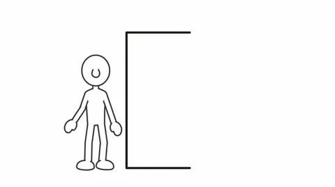 Opening Door Transition:  Green Screen with Character Video stock 46410790