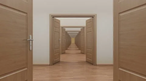 Opening doors. Alpha channel for one door. 스톡 동영상 43914890