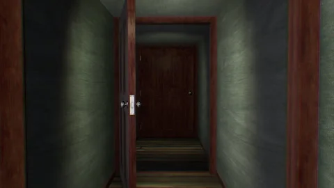Opening Doors Down a Looping Hallway Video stock 263221121