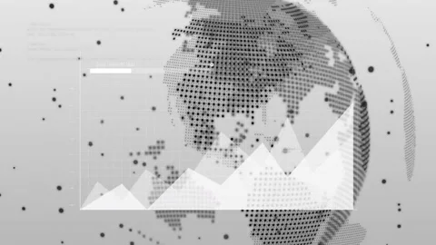 Opening dot-matrix globe rotating as peaks pulsing and code updating for data Stock Footage 310150829