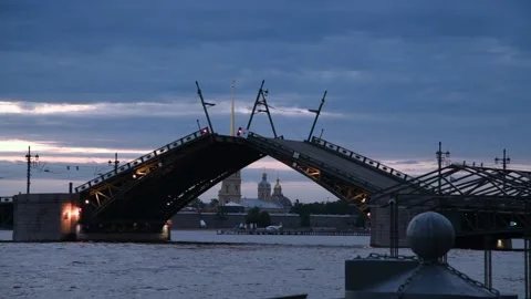 Opening drawbridge in the morning Stock Footage 220223663