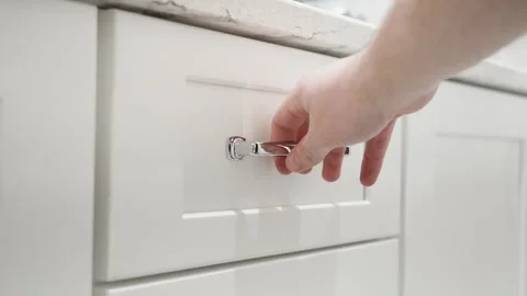 Opening up a drawer in a bathroom remodel. Stock Footage 286713830