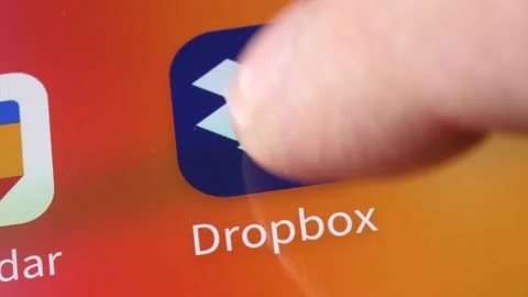 Opening Dropbox App on Mobile Phone Closeup Cloud Storage Stock Footage 144939352